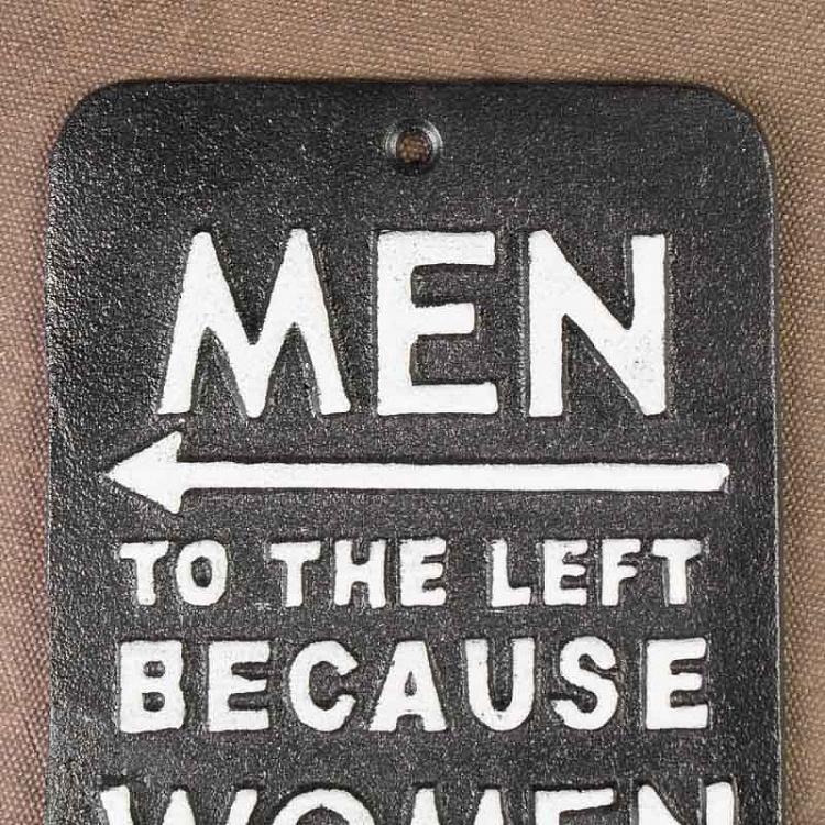 Металлическая табличка Мужчины налево, потому что женщины всегда правы Plaque Murale En Metal Men To The Left Because Women Are Always Right