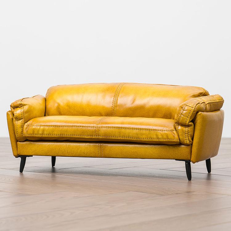 Декоративный мини-диван Mini Dublin 3 Seater RM натуральная кожа Yellow Andalusia