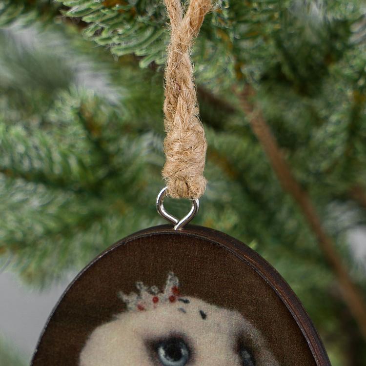 Деревянная ёлочная подвеска Сова, S Wooden Pendant With Owl 12 cm