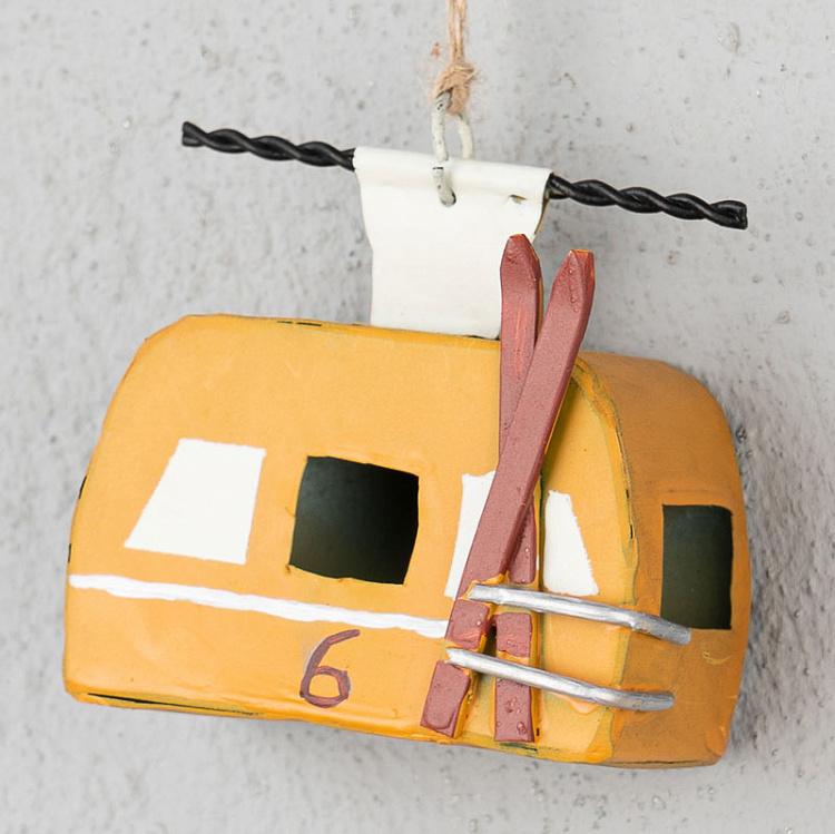 Подвесное украшение Жёлтый фуникулёр Hanging Yellow Cable Car 8 cm
