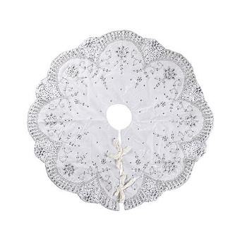 Christmas Tree Skirt White And Silver 120 cm