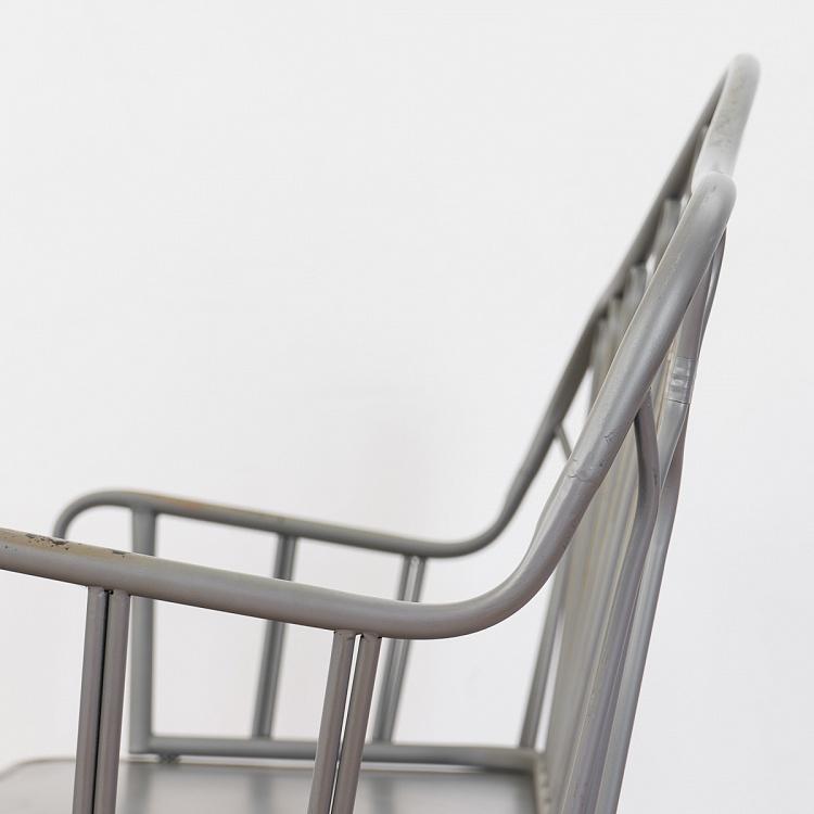 Серая металлическая скамейка с патиной Валери Valery Metal Bench Grey Patina