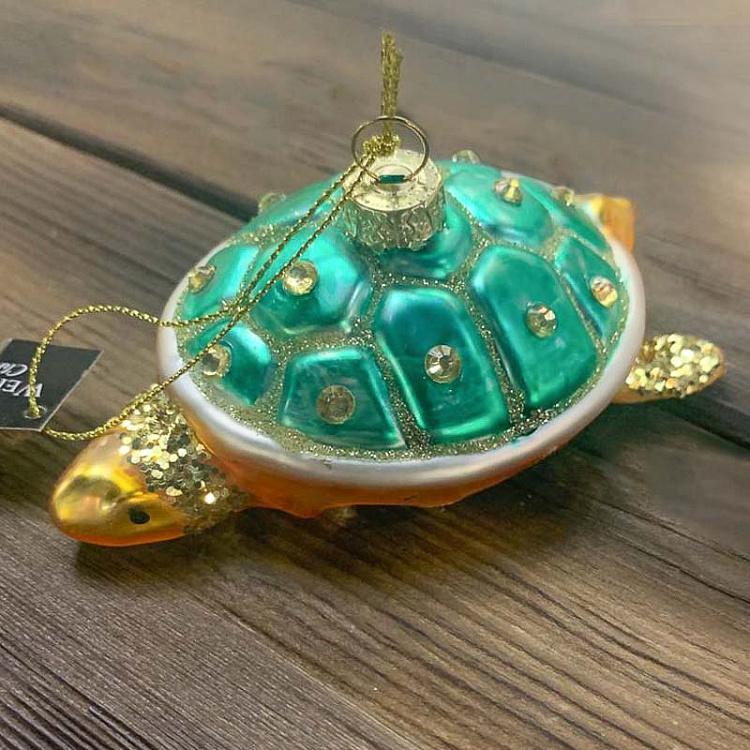 Ёлочная игрушка Бирюзовая черепаха дисконт Glass Hanger Tortoise Turquoise 9 cm discount