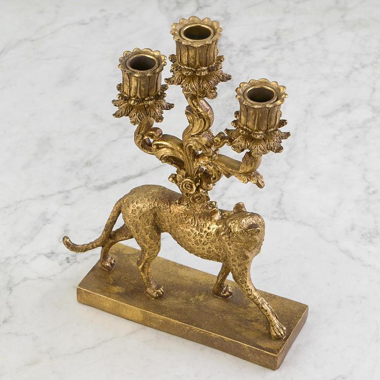 Подсвечник на три свечи Золотой леопард Golden Leopard Candelabrum