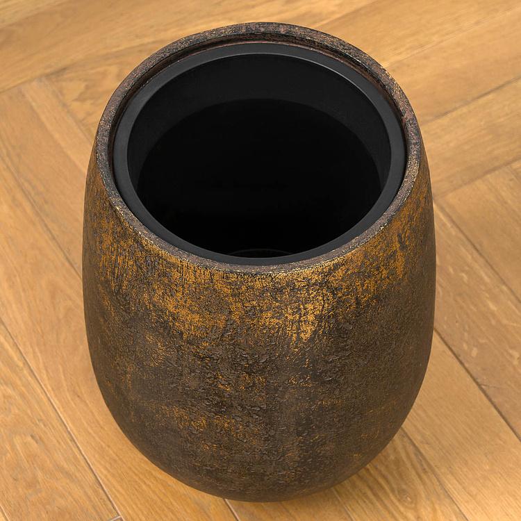 Кашпо Effectory Metal Bowl Rounded Pot Rough Gold Patina Small - ракурс 2