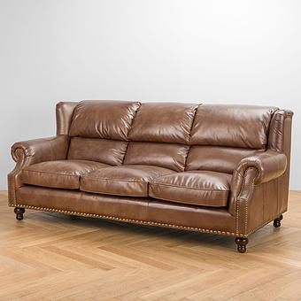 Трёхместный диван Churchill 3 Seater Leather RM натуральная кожа Brown Franco