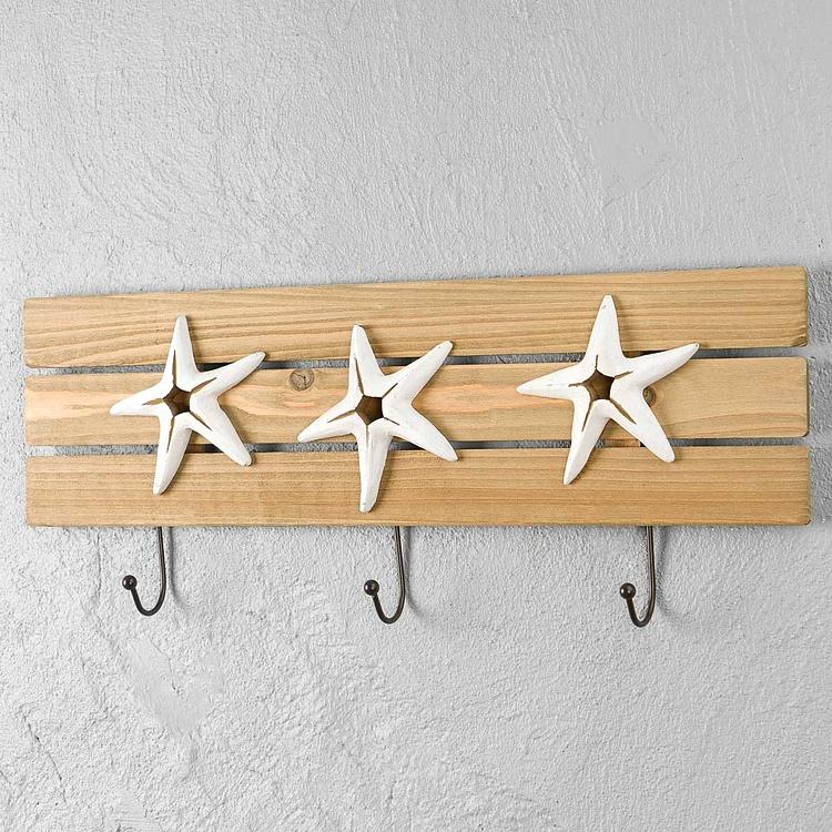 Настенная вешалка Белые морские звёзды White Starfishes Coat Rack 3 Hooks