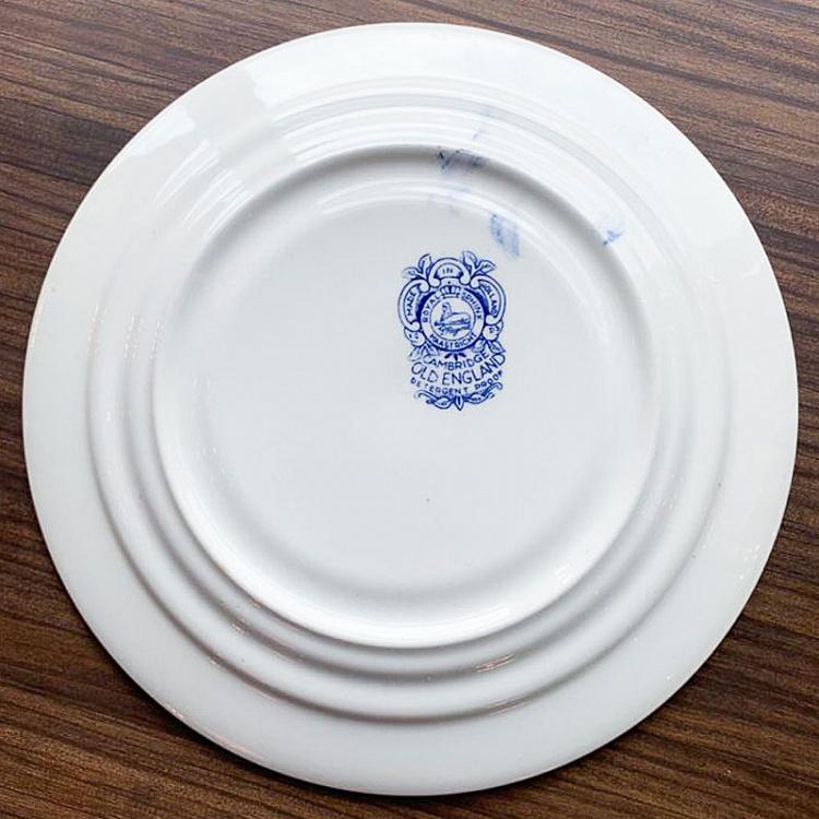 Винтажная тарелка белая с голубым мотивом 20, L Vintage Plate Blue White Large 20