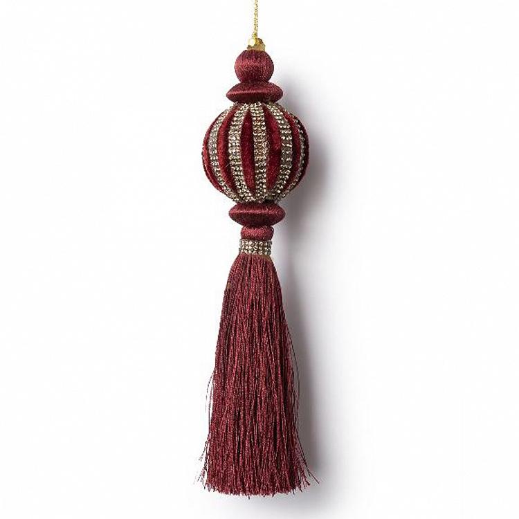 Velvet Burgundy Pumpkin Pendant With Tassel 21 cm