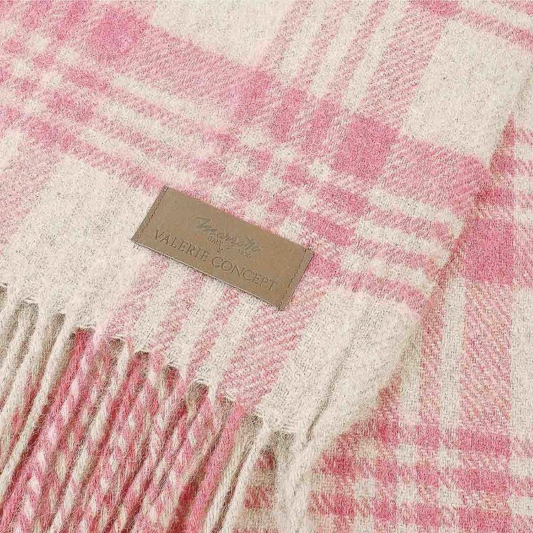 Красно-бежевый шерстяной плед Анды, 150x200 см Andes Plaid Red Beige 150x200 cm