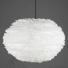 Eos Hanging Lamp White Feathers Black Cord Extra Large