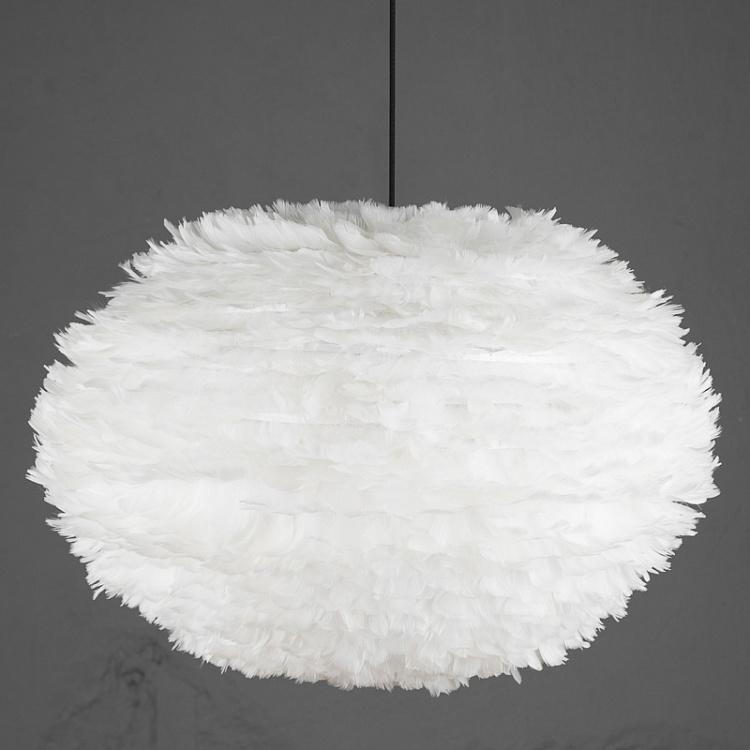 Подвесной светильник Эос, белые перья, чёрный провод, XL Eos Hanging Lamp White Feathers Black Cord Extra Large