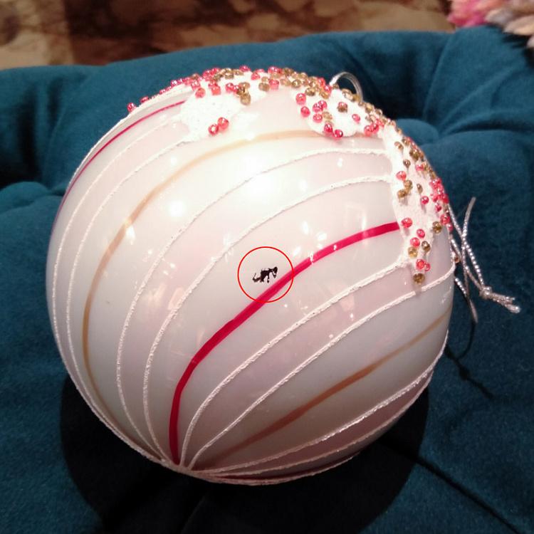 Ёлочный шар с узкими полосками 1 дисконт Glass Candy Stripe Ball 1 Pink 8 cm discount