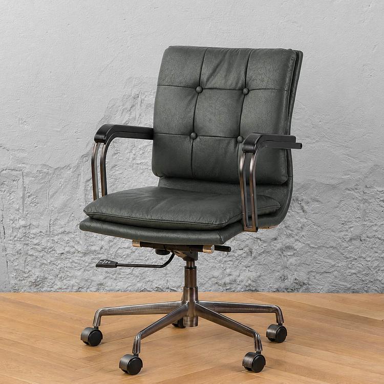 Кресло Ufficio Napoli Armchair, Black Wood D натуральная кожа Antique Slate
