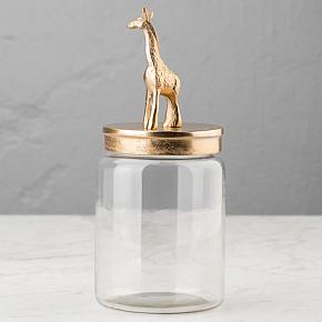 Decorative Jar With Giraffe Figure Gold