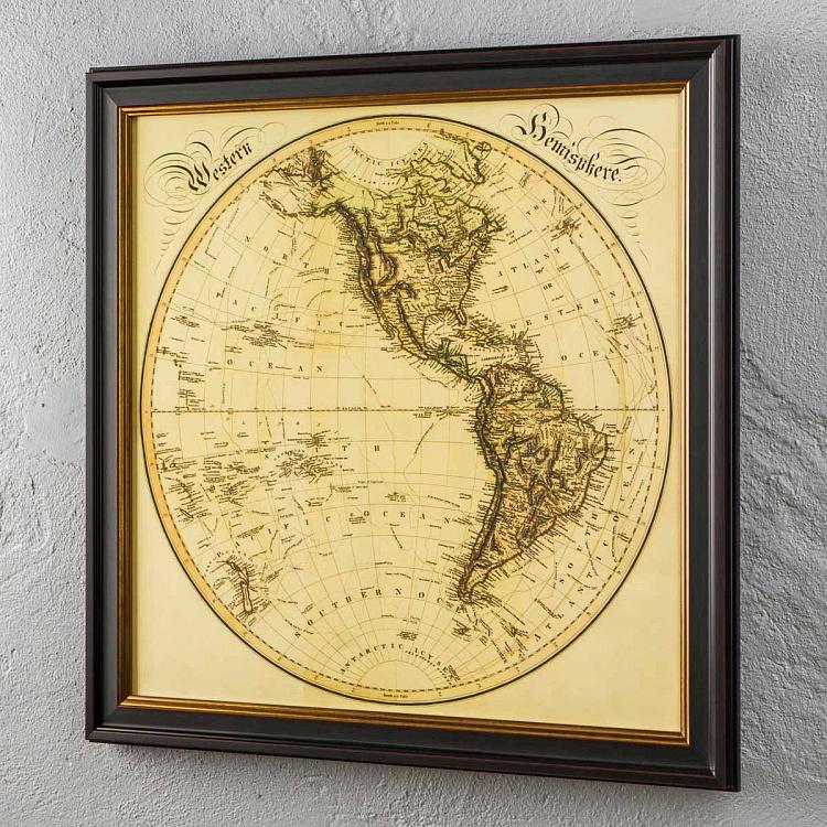 Vintage Maps Western Hemisphere 1831, MP3 Frame