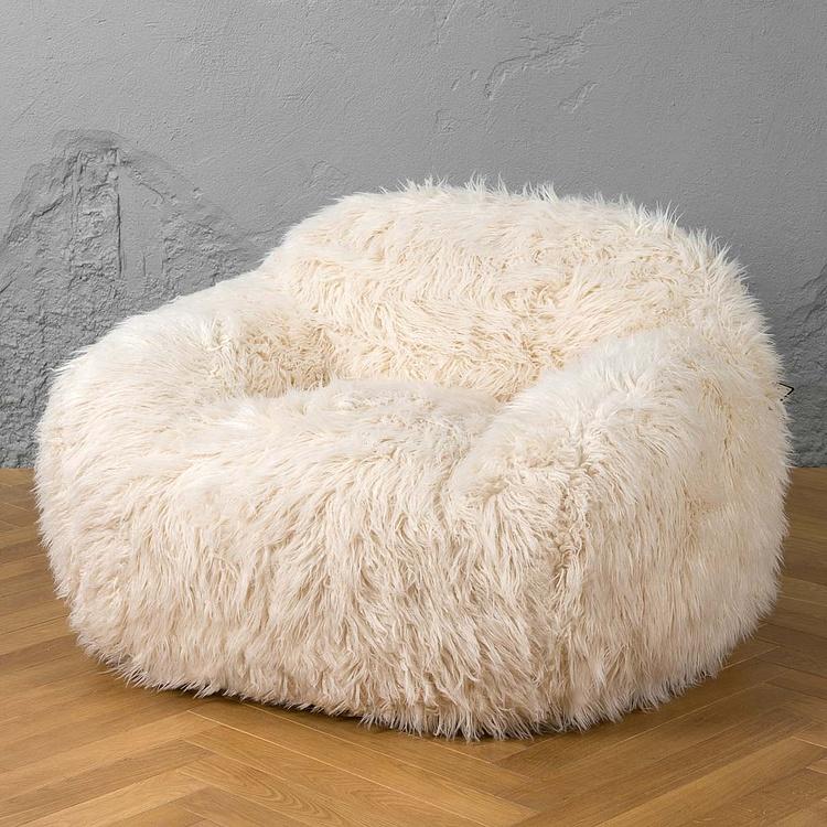 Кресло Snuggy Chair искусственный мех Mongolia Cream