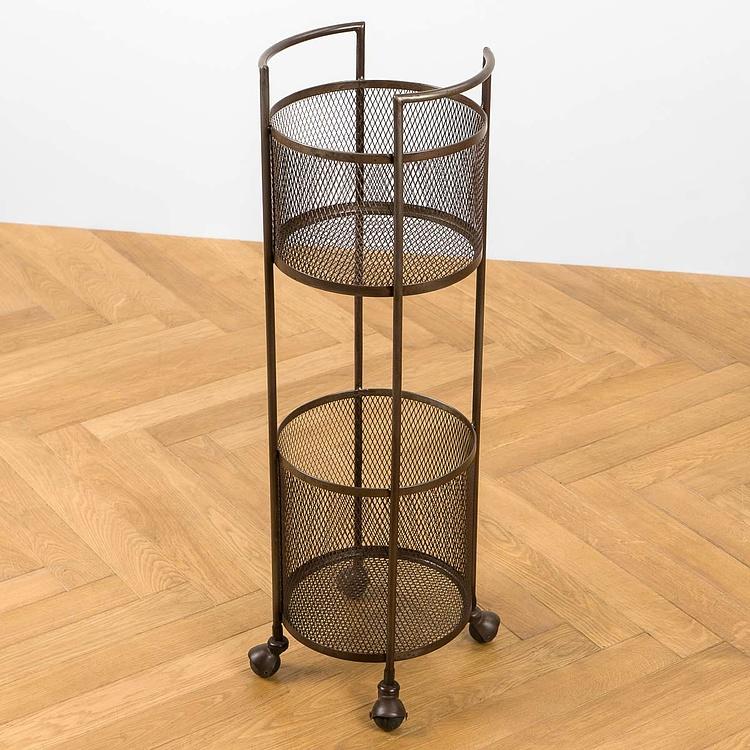 Сервировочная тележка на колёсиках с двумя корзинами 2 Levels Storage Baskets On Wheels