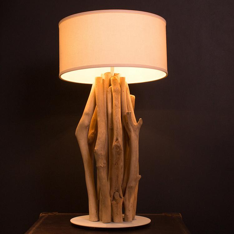 Настольная лампа с абажуром Мангровое дерево, L L030 Mangrove Driftwood Table Lamp, Large