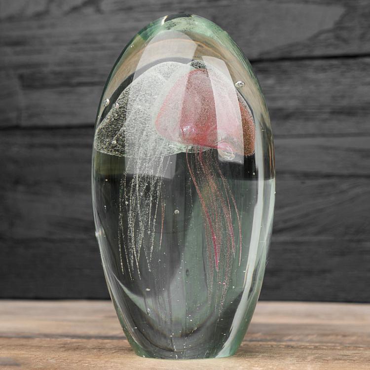Пресс-папье Розовая и белая медузы Glass Paperweight Pink And White Jellyfish