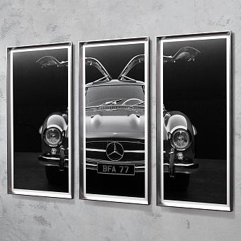 Модульный фото-принт Set Of 3 Mercedes Gull Wing, Pewter Frame