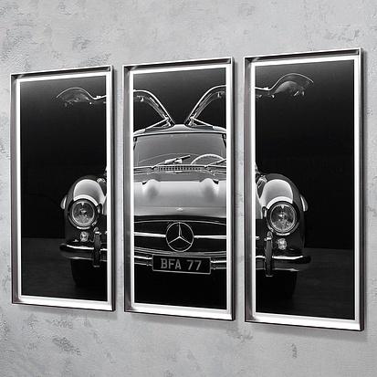 Фото-принт триптих Set Of 3 Mercedes Gull Wing, Pewter Frame