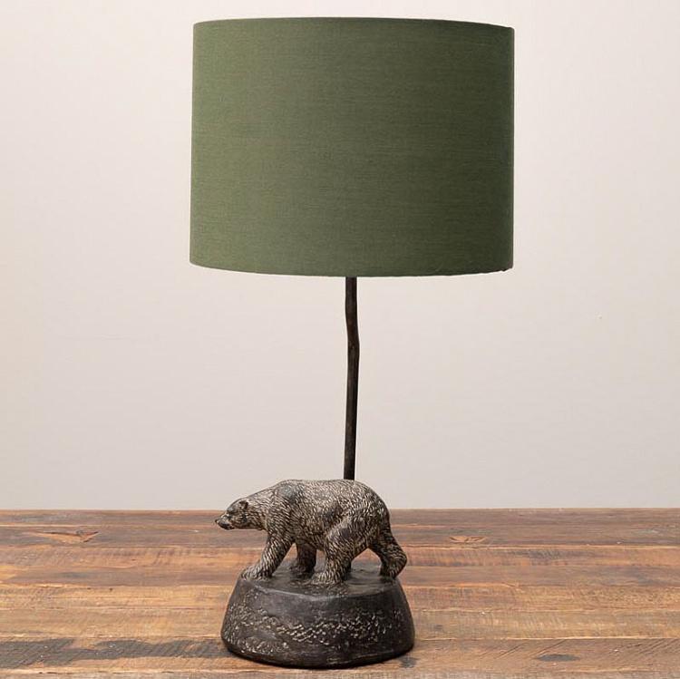 Настольная лампа с зелёным абажуром и медведем Bear Lamp With Green Shade