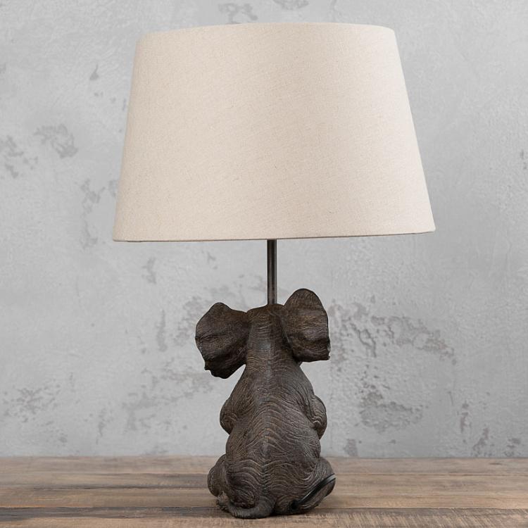 Настольная лампа с абажуром Слониха со слонёнком Table Lamp With 2 Elephants Crossing Trunks With Shade