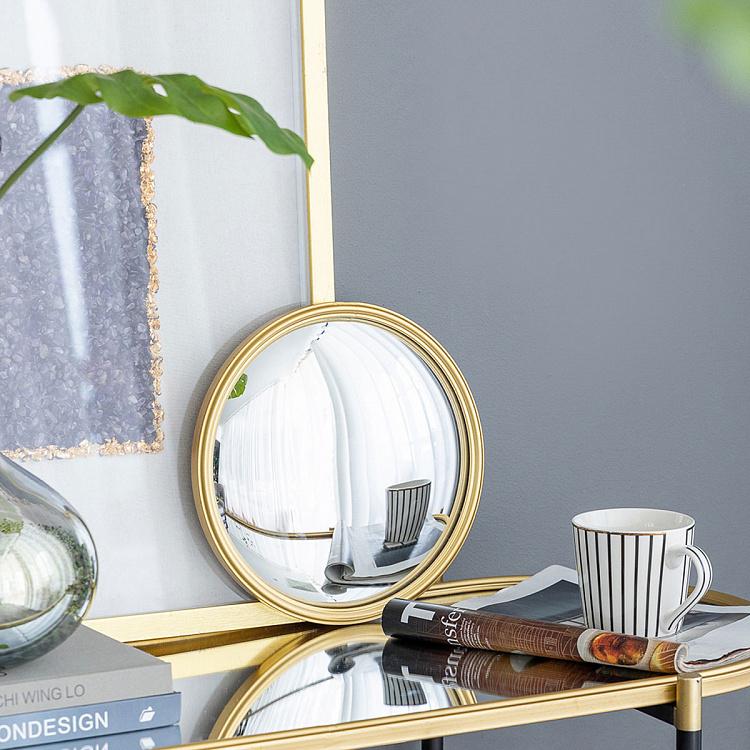 Круглое выпуклое зеркало в золотистой раме, S Gold Frame Convex Mirror Small