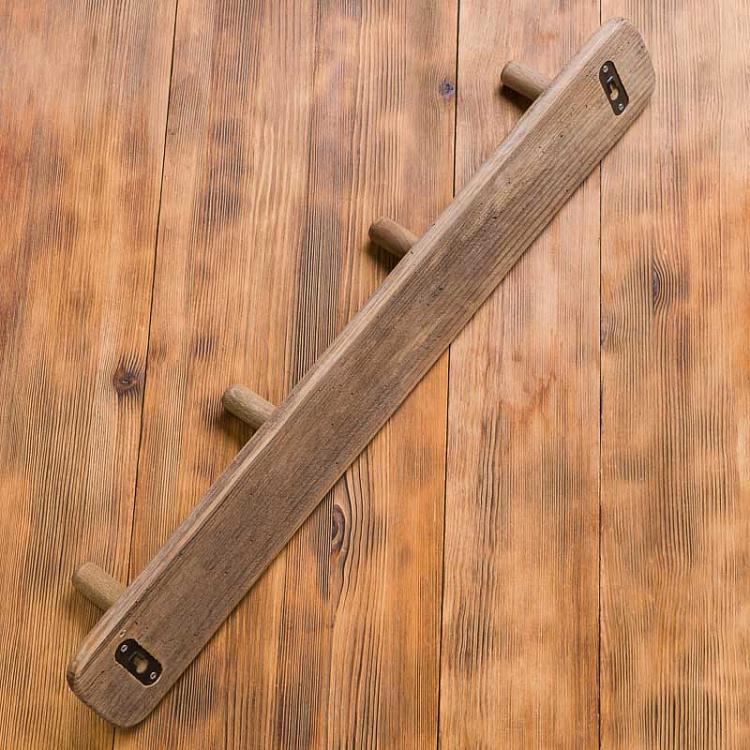 Четырёхместная деревянная настенная вешалка Rustic Wooden Coat Rack 4 Hooks