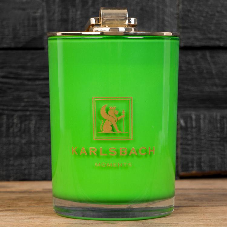 Арома-свеча в салатовом стакане с золотой крышкой Роза Aroma Candle In Light Green Glass With Gold Lid Rose