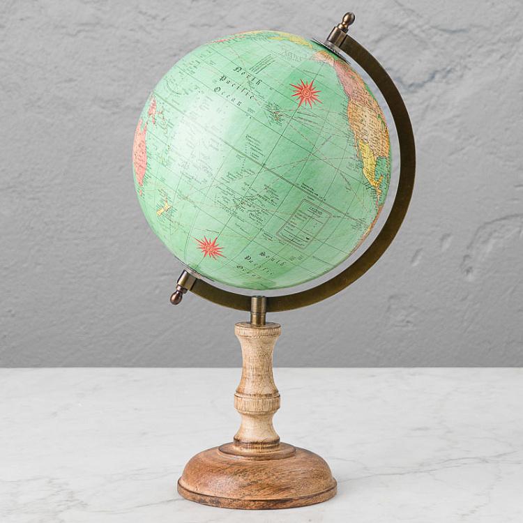 Цветной глобус на деревянном основании Colored Globe On Base Mango Wood