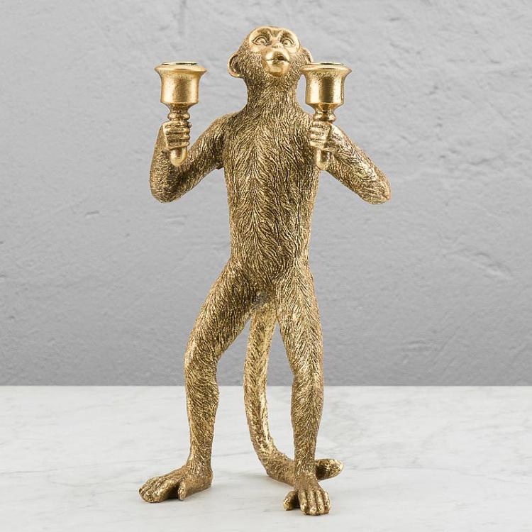 Золотой подсвечник Обезьяна Monkey Candle Holder Gold