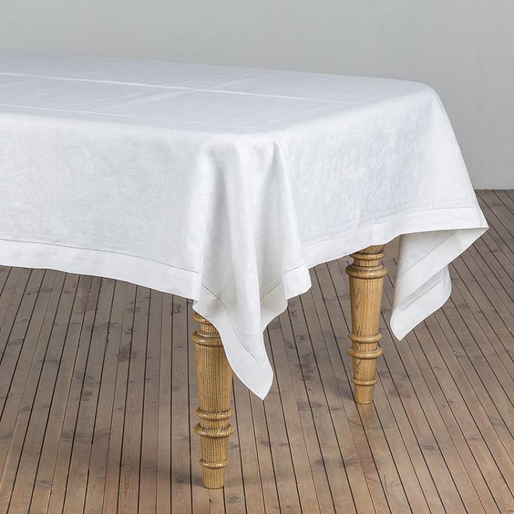 Двусторонняя белая льняная скатерть Адамаскада, 178x310 см Adamascada Tablecloth White 178x310 cm
