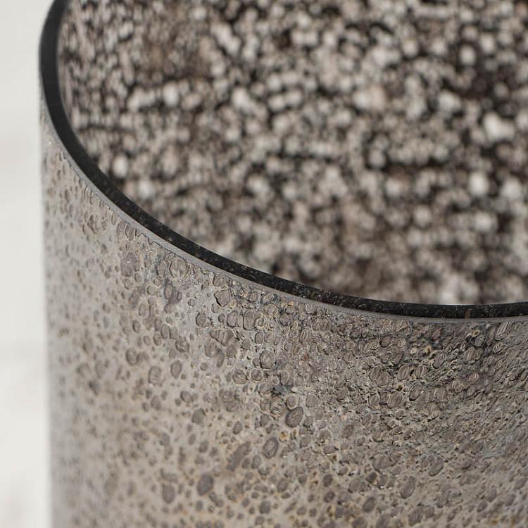 Чёрно-серебристая низкая ваза Кратер Cratere Noir Argent Medium Vase