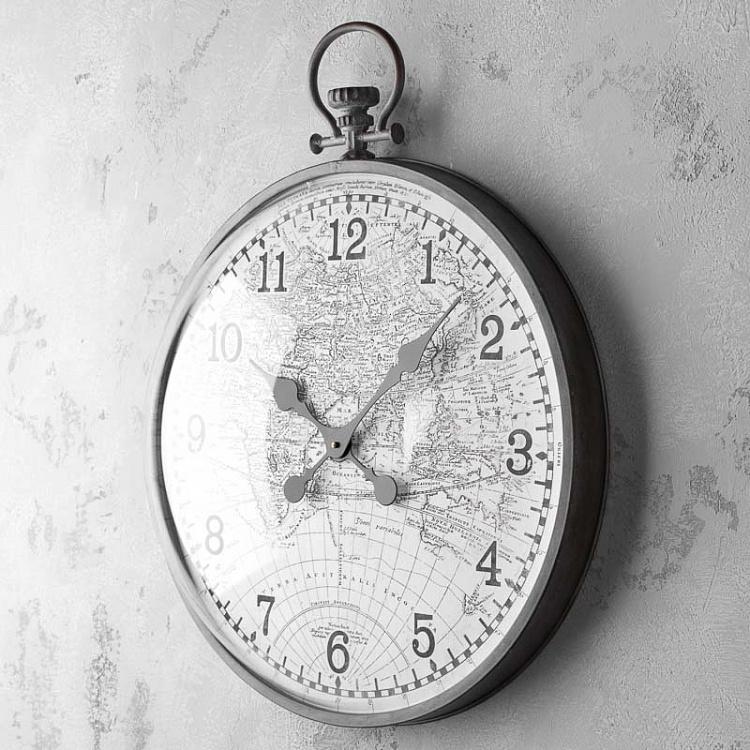 Часы с выпуклым стеклом Карта мира Wall Clock Марра Mundo With Convex Glass