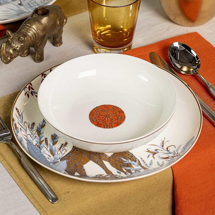 Белая суповая тарелка с орнаментом Африка Africa Soup Plate Ornament White