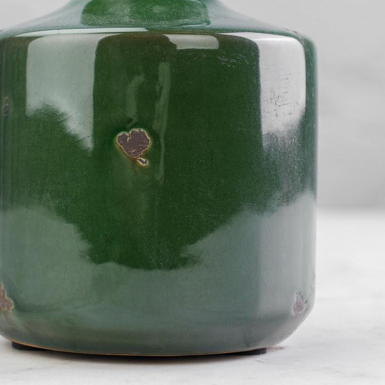 Низкая оливковая керамическая ваза Бутыль Bottle Vase Olive Green Low