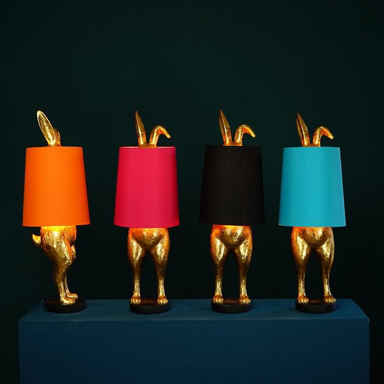 Настольная лампа Робкий кролик с бирюзовым абажуром Table Lamp Hiding Bunny Turquoise