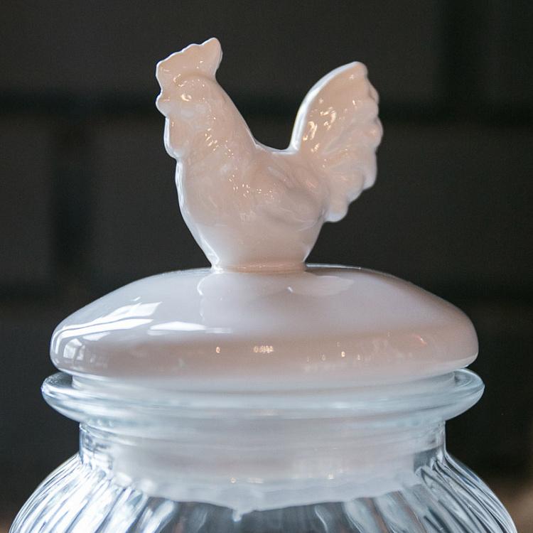 Стеклянная банка с керамической крышкой и фигуркой курочки Chicken Pot Clear Glass And Ceramic
