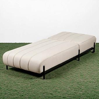 Садовый шезлонг-лежак Luna Lounger, Black акриловая ткань Light Stone - ракурс 6