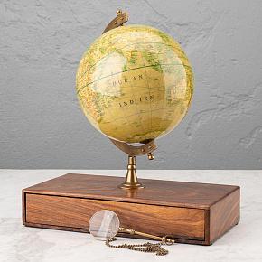 Globe With Magnifier On Rack With Drawer