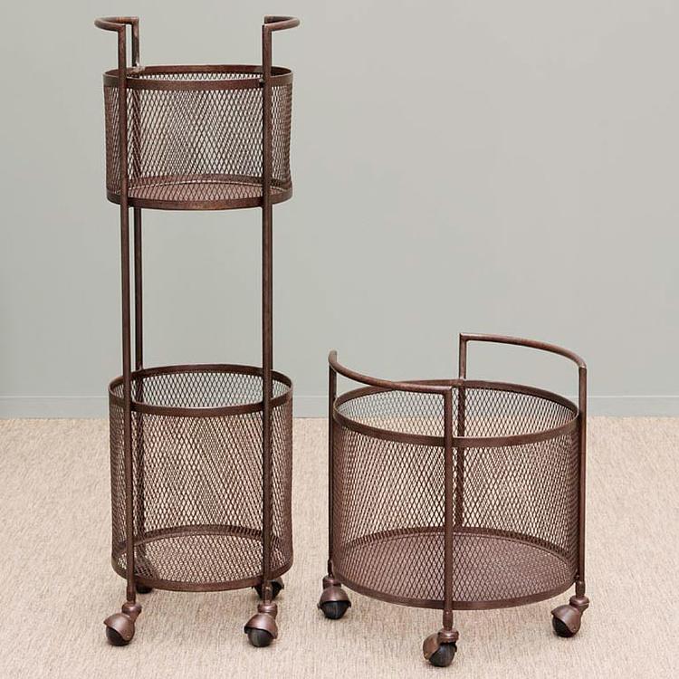 Сервировочная тележка на колёсиках с двумя корзинами 2 Levels Storage Baskets On Wheels