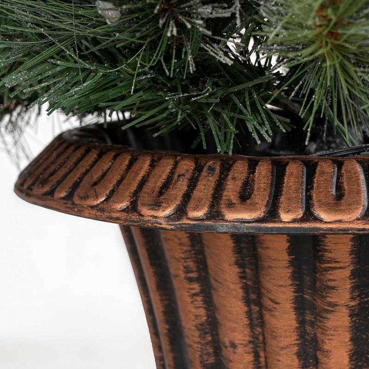 Искусственная новогодняя ёлка ручной работы с led-гирляндой в вазе  100 Led Light Flock Pine Tree In Pot Green 122 cm