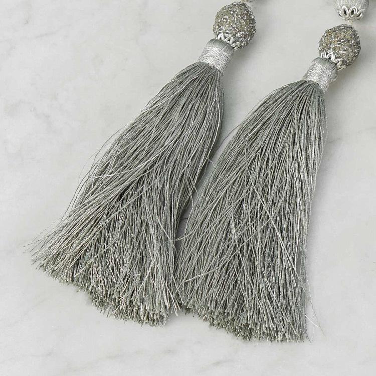 Гирлянда с Бусинами и мятными кисточками Silver Beads Garland With Mint Tassels