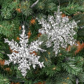 Set Of 2 Snowflakes Clear 10 cm