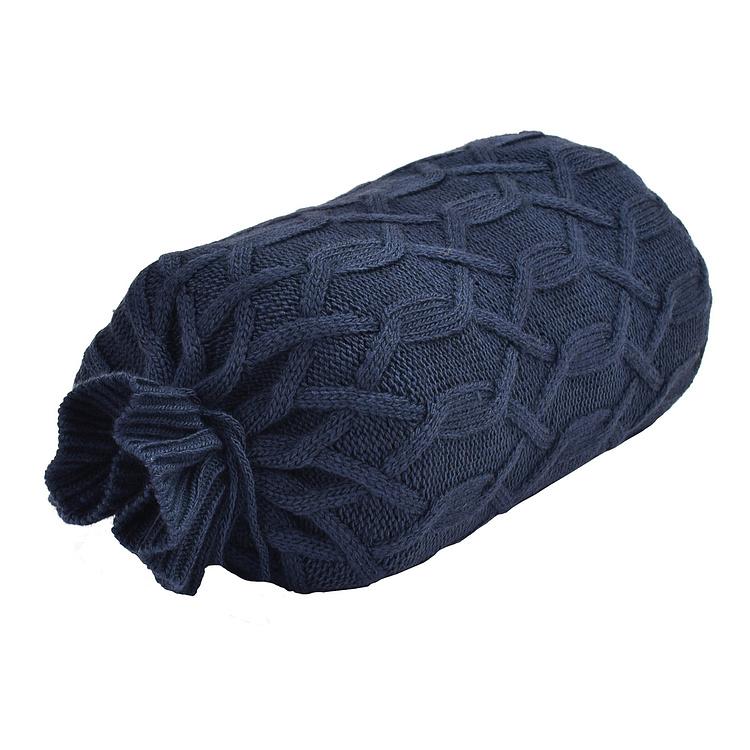 Тёмно-синий шерстяной плед Вермонт в вязаном тубусе, 130x180 см Vermont Plaid Dark Blue 130x180 cm