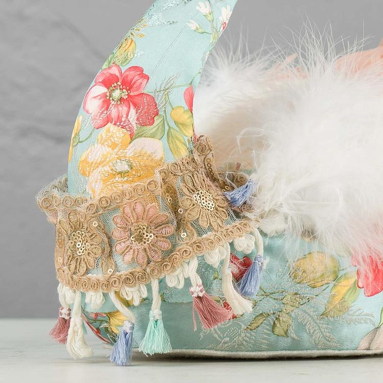 Статуэтка Лебедь с цветочным узором и перьями Swan With Floral Print And Feathers