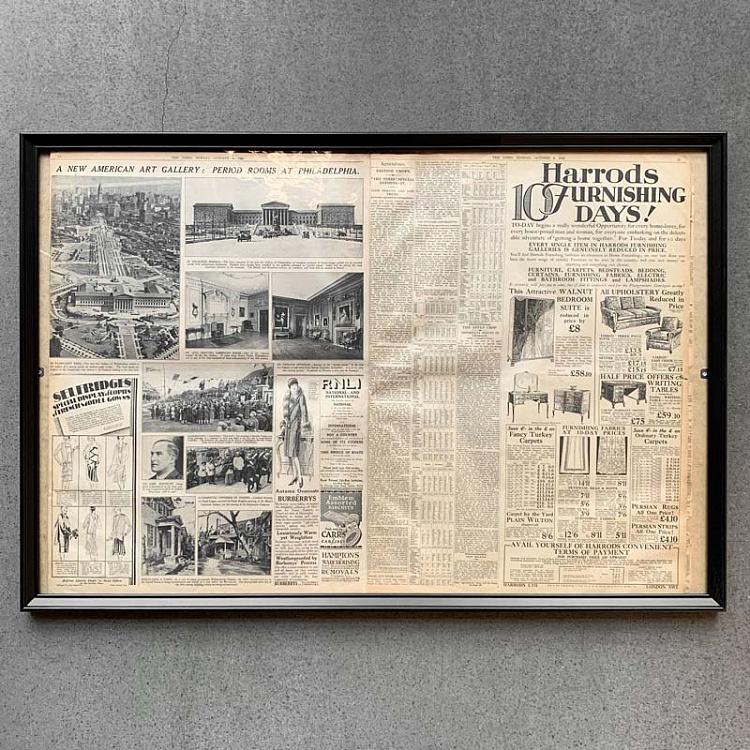 Винтажная газета в раме Таймс, 8 октября 1928 Vintage Times, Oct 8, 1928