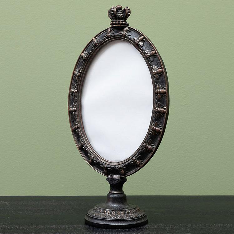 Black Oval Photo Frame On Stand